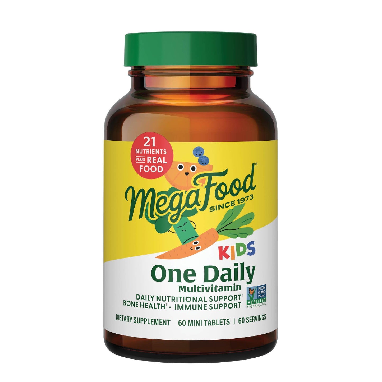 MegaFood Kids One Daily Multivitamin - Convenient Mini Multivitamin for Kids - with Zinc, Vitamins C, B & D - Vegetarian, Gluten Free, Non GMO - 60 Tablets, 60 Servings - Nirvana Guru