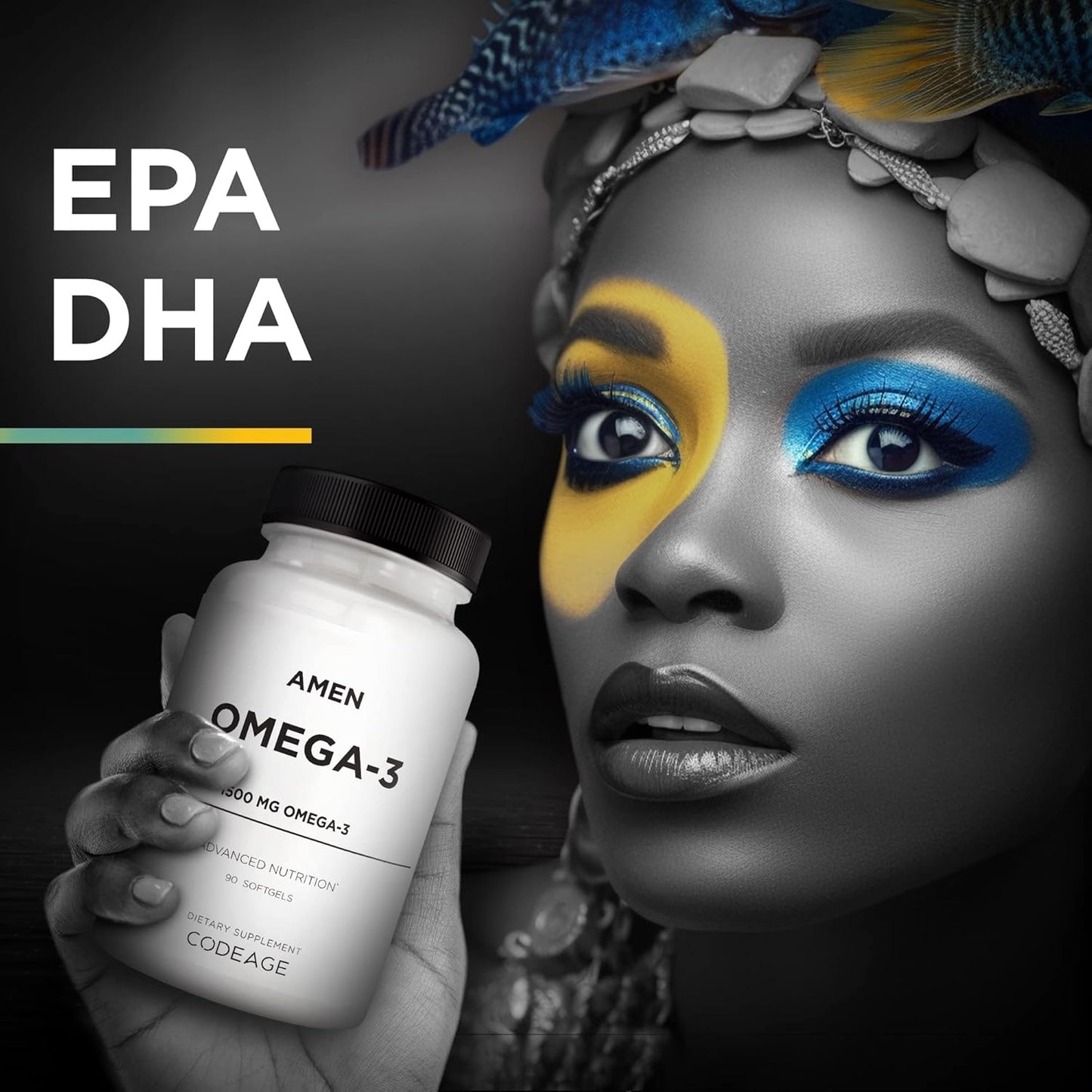 Amen Omega-3 Supplement - 1500mg High-Potency Daily Omega 3 - EPA and DHA Fatty Acids Fish Oil - 45-Day Supply - Fatty Acid Supplements - Fish Oil Pills - Non-GMO - 90 Soft Gels Capsules Nirvana Guru