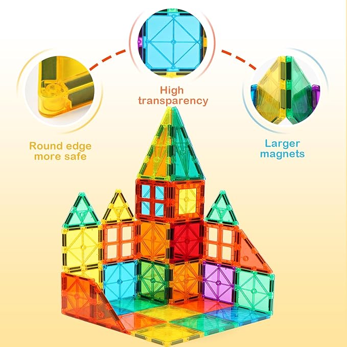 FNJO Magnetic Tiles, 110PCS Magnet Building Set, Magnetic Building Blocks,Construction STEM Learning and Playing Toys for Kids, Montessori Toy for Preschool Boys Girls Toddlers Classroom Must-Haves Nirvana Guru