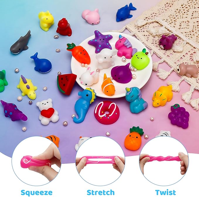 100 Pack Mochi Squishy Toys, Party Favors for Kids 4-8-12, Classroom Birthday Xmas Gifts Treasure Box Prizes Goodie Bag Stuffers, Mini Squishy Fidget Toys, Carnival Prizes in Bulk nirvanaguru