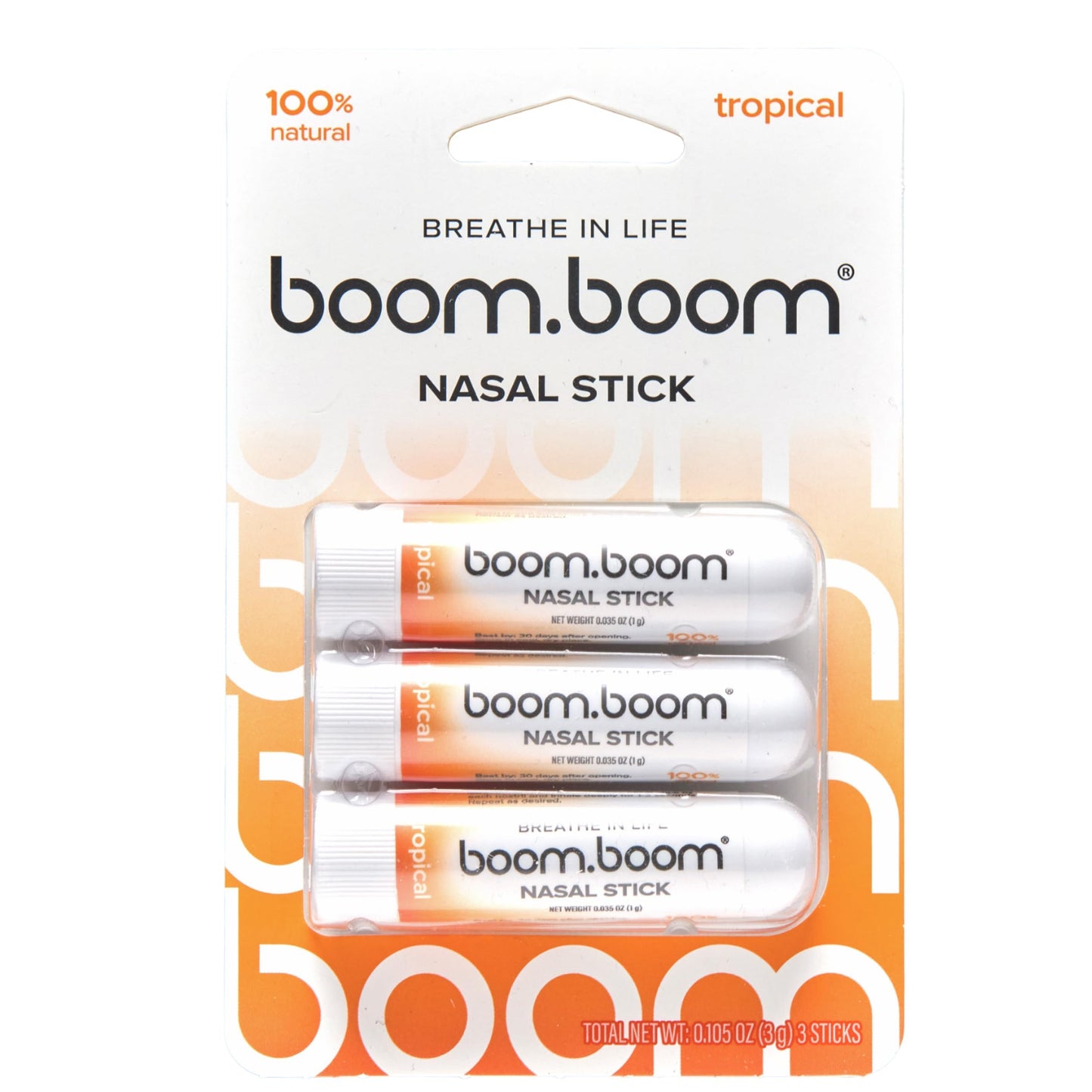 BoomBoom Nasal Stick | Vapor Flow Technology | Cool Refreshing Sensation | Natural Mood Boost | Simple Ingredients | Essential Oils + Menthol Inhaler (Mint, Wintermint, Tropical, Lavender) Nirvana Guru