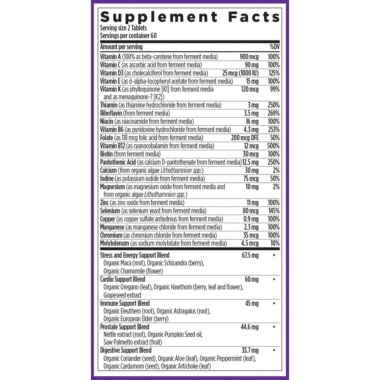 New Chapter Men's Multivitamin Advanced Formula for Stress, Brain, Immune, Heart & Energy Support, Higher Levels of Whole-Food Fermented Essential Nutrients for Men + Selenium + B Vitamins, 120 ct - Nirvana Guru