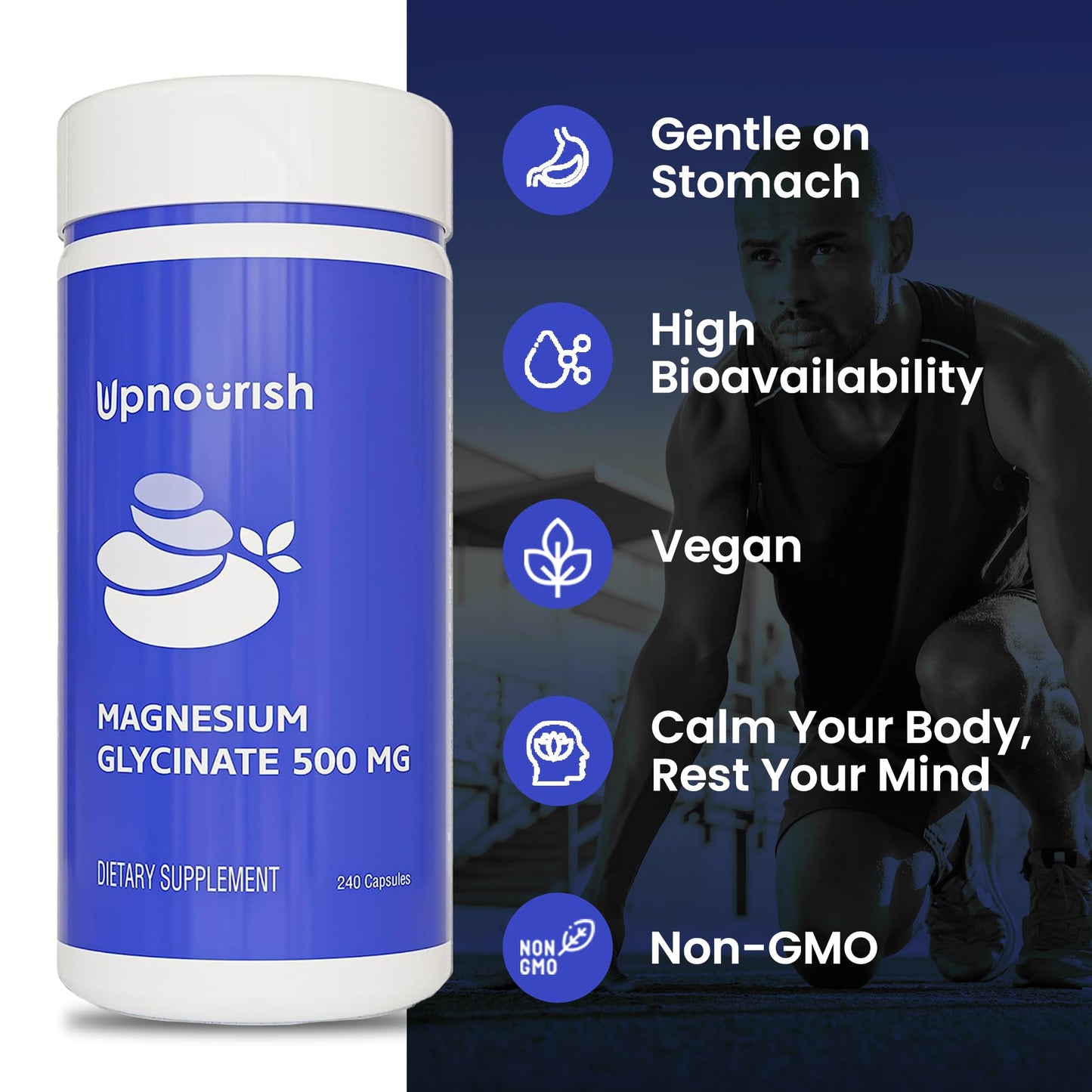 UpNourish Magnesium Supplement - 10 in 1 Magnesium Complex - Full Spectrum Magnesium Mineral Supplements with Glycinate, Citrate, Taurate, Malate, Carbonate, Oxide and More, 240 Vegan Capsules Nirvana Guru