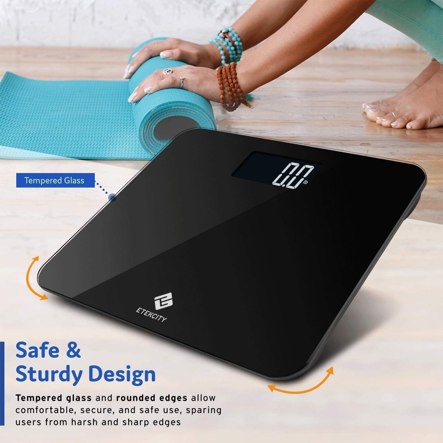 Etekcity Digital Body Weight Bathroom Scale, Large Blue LCD Backlight Display, High Precision Measurements,6mm Tempered Glass, 400 Pounds Nirvana Guru