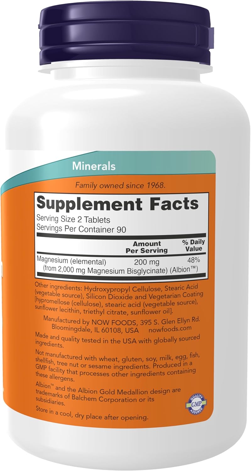 NOW Foods Supplements, Magnesium Glycinate 100 mg, Highly Absorbable Form, 180 Tablets - Nirvana Guru