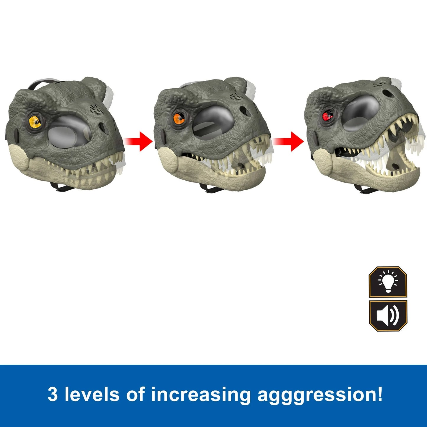 Jurassic World Rebirth T-Rex Rage N Roar Mask with LED Light up Eyes Feature, 3 Level Effects nirvanaguru