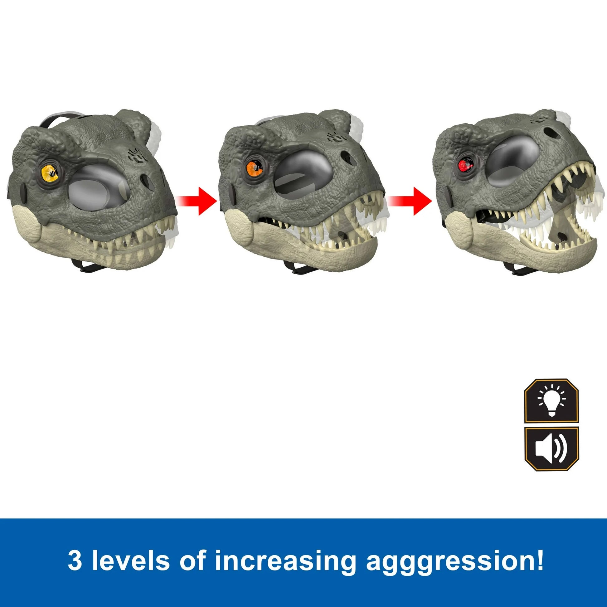 Jurassic World Rebirth T-Rex Rage N Roar Mask with LED Light up Eyes Feature, 3 Level Effects nirvanaguru