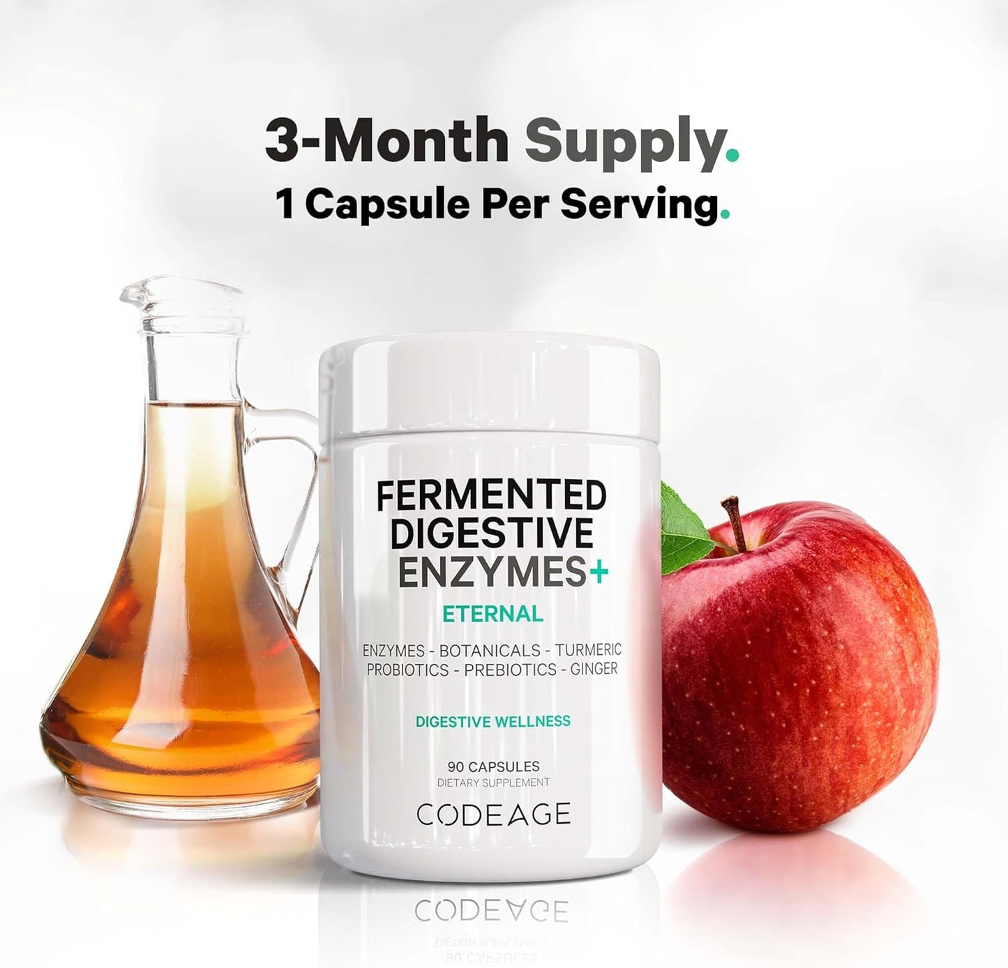 Codeage Fermented Digestive Enzymes Supplement 3-Month Supply - 14 Digestive Enzymes, Probiotics, Prebiotics, Fermented Botanicals, Plant-Based Multi Pancreatic Enzymes - 1 Capsule a Day - 90 Capsules - Nirvana Guru