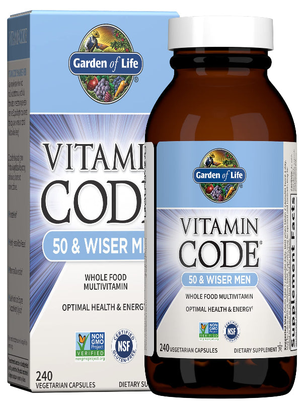 Garden of Life Multivitamin for Men - Vitamin Code 50 & Wiser Men's Raw Whole Food Vitamin Supplement with Probiotics, Vegetarian, 240 Capsules - Nirvana Guru