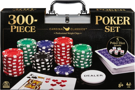 Spin Master Games, Cardinal Classics, 300-Piece Poker Set with Aluminum Carrying Case & Professional Weight Chips & Poker Dice, for Ages 8+ Nirvana Guru