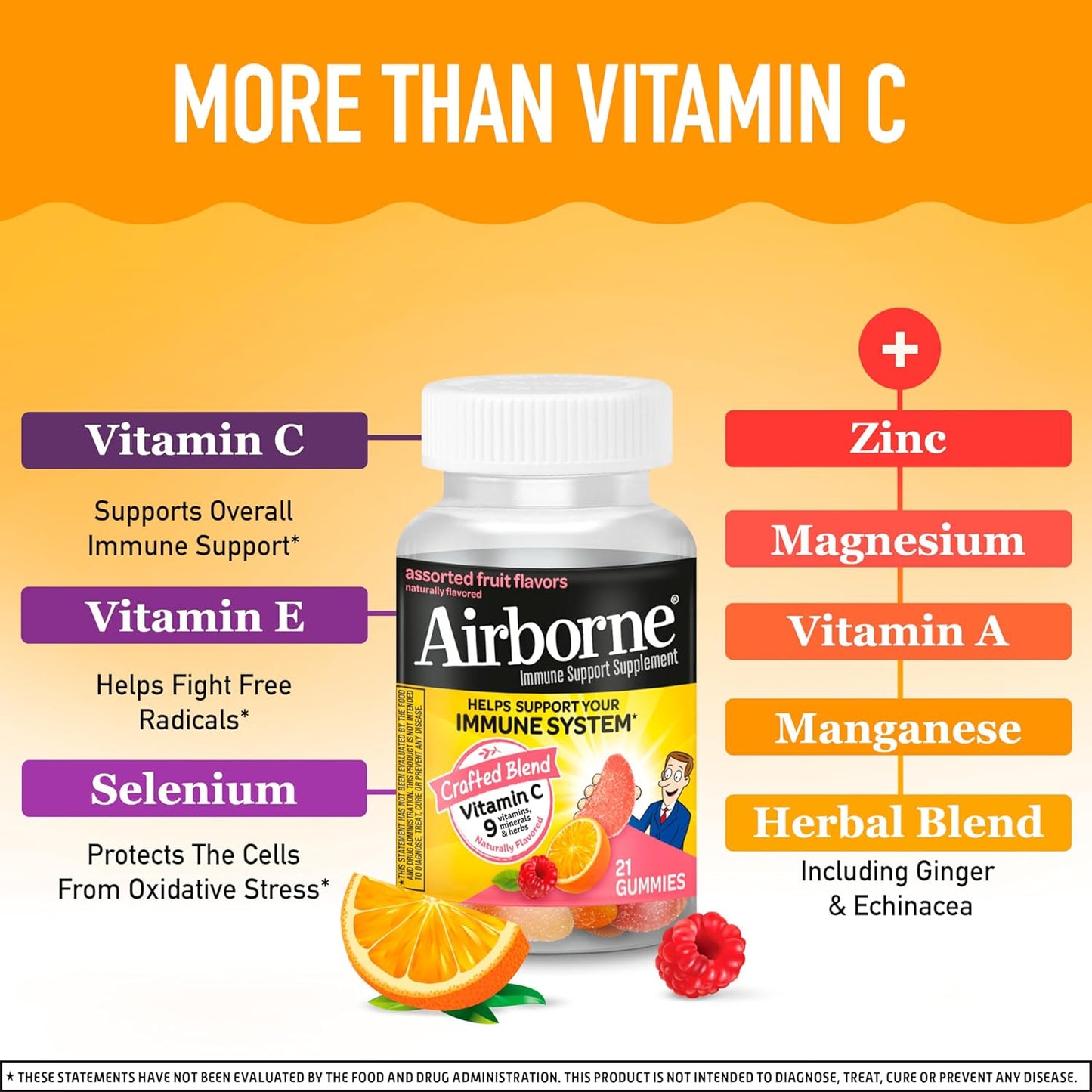 Airborne Immune Support Supplement with Vitamin C Chewable Gummies, 21 Count Nirvana Guru