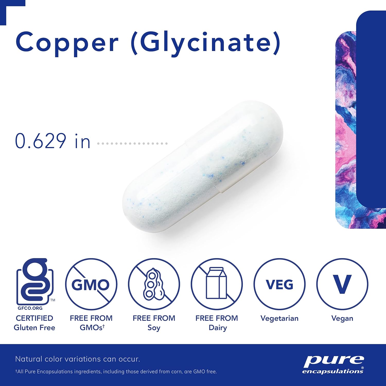 Pure Encapsulations Copper Glycinate 60's - 2 mg Copper Supplement, Supports Red Blood Cell Formation* - Aids Energy Metabolism - Non-GMO & Vegan - 60 Capsules - Nirvana Guru