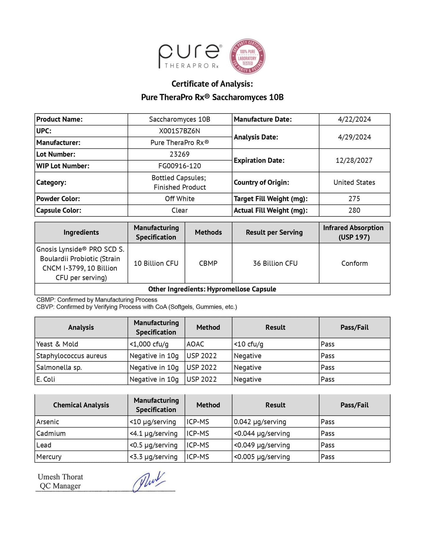 Saccharomyces 10B - Saccharomyces Boulardii, 10 Billion CFU Per Serving, Patented Strain: Lynside CNCM I-3799, Probiotic Capsules, Probiotics for Men and Women - 120 Count - Nirvana Guru