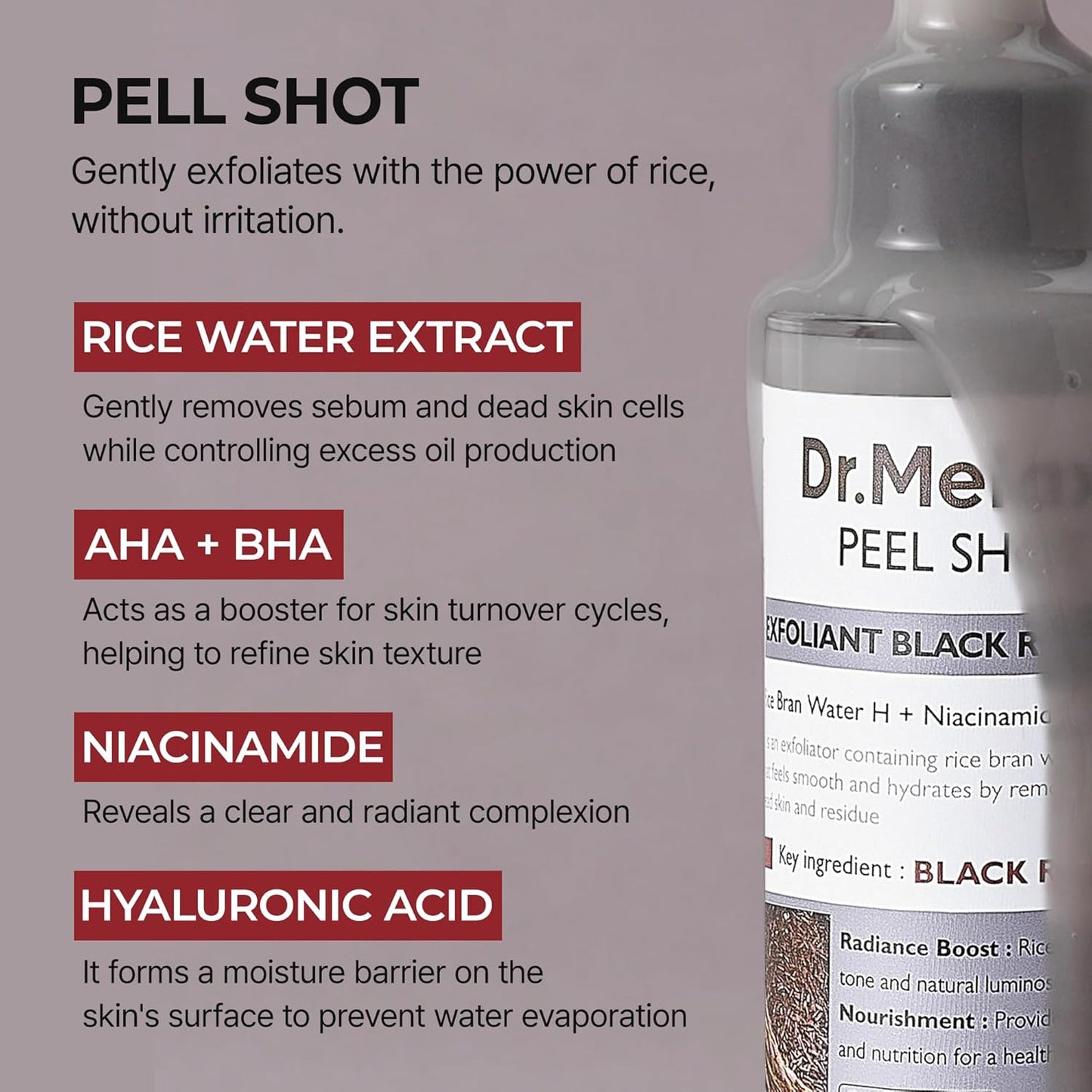 Peel Shot Glow Black Rice Peeling Ampoule, Soft Exfoliating Face and Body Scrub Dead Skin Cells, Blackheads Remover for All Skin Types korean skin care 80ml Nirvana Guru