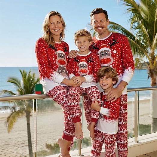 Matching Christmas Pajamas for Family Cute Printed Xmas Pajamas Set Holiday Family Sleepwear Sets for Womens Couples nirvanaguru