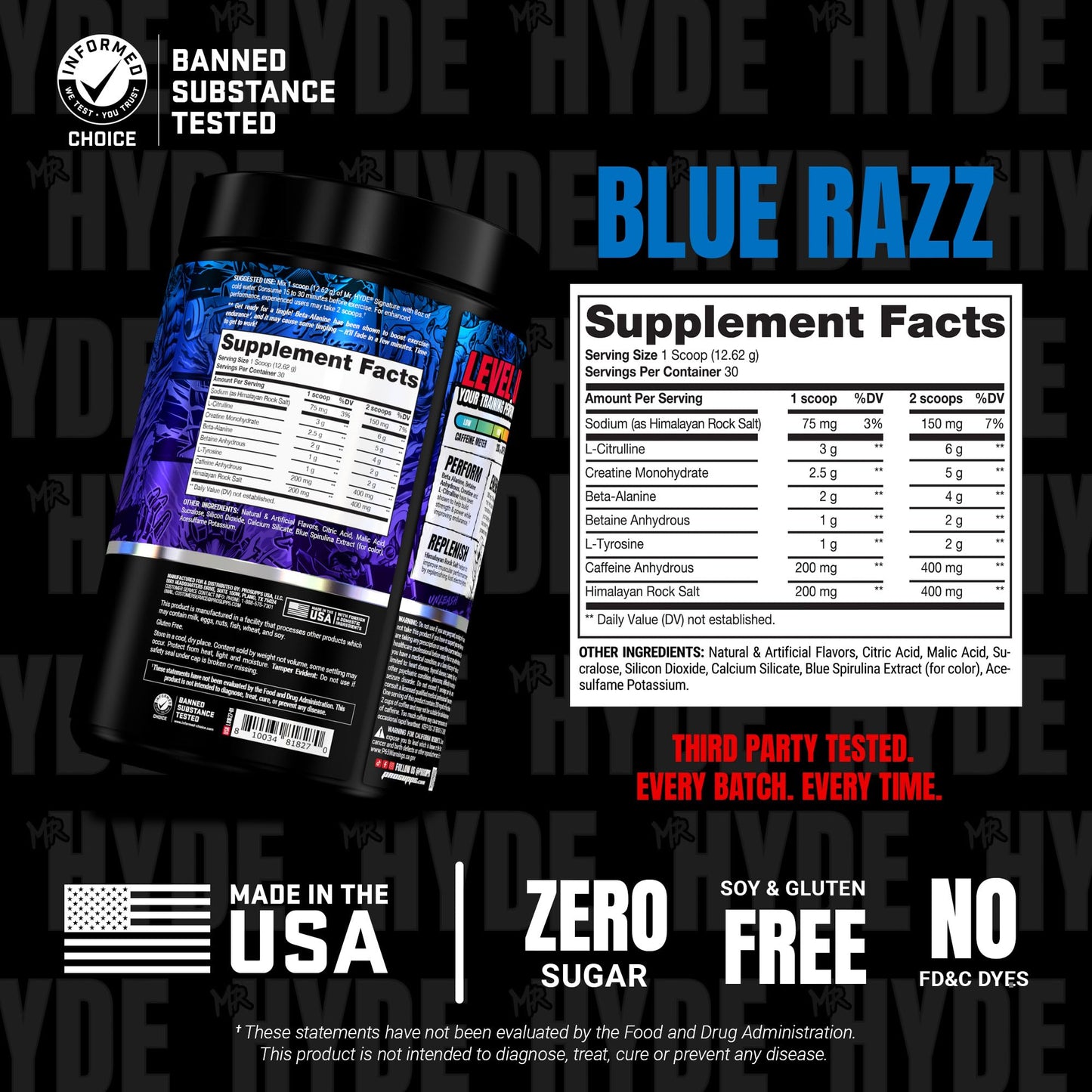 PROSUPPS Mr. Hyde Signature Pre Workout Powder with Creatine, Beta Alanine & Caffeine - Performance, Energy & Endurance - Clean Fitness & Gym Supplements for Men & Women (Blue Razz, 30 Servings) Nirvana Guru