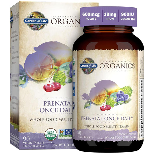 Garden of Life Organics Prenatal Vitamins - 90 Tablets, Prenatal Once Daily Whole Food Vitamins for Women with Folate not Folic Acid, Vitamin D3, Iron, Vegan One a Day Prenatal Multivitamin - Nirvana Guru