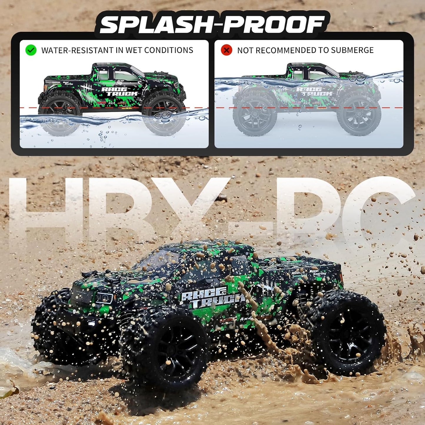 HAIBOXING 1:18 Scale All Terrain RC Car 18859, 36 KPH High Speed 4WD Electric Vehicle with 2.4 GHz Remote Control, 4X4 Waterproof Off-Road Truck with Two Rechargeable Batteries Nirvana Guru