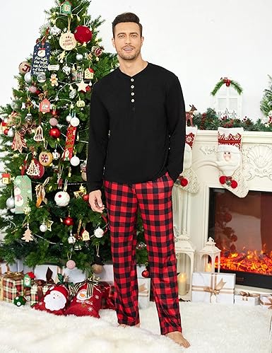 Ekouaer Family Christmas Pajamas Matching Sets Womens Mens Pjs Long Sleeve Sleepwear Holiday Lounge Sets nirvanaguru