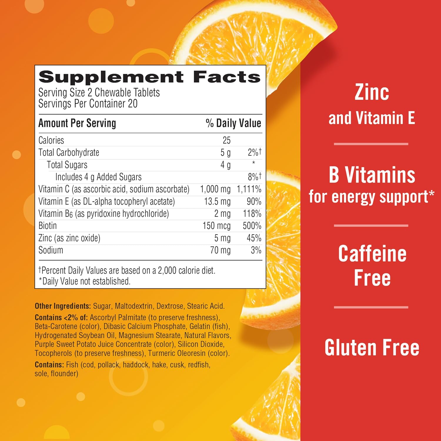 Emergen-C Chewable Vitamin C 1000mg, With B Vitamins And Antioxidants Tablet (40 Count, Orange Blast Flavor), Dietary Supplement Nirvana Guru