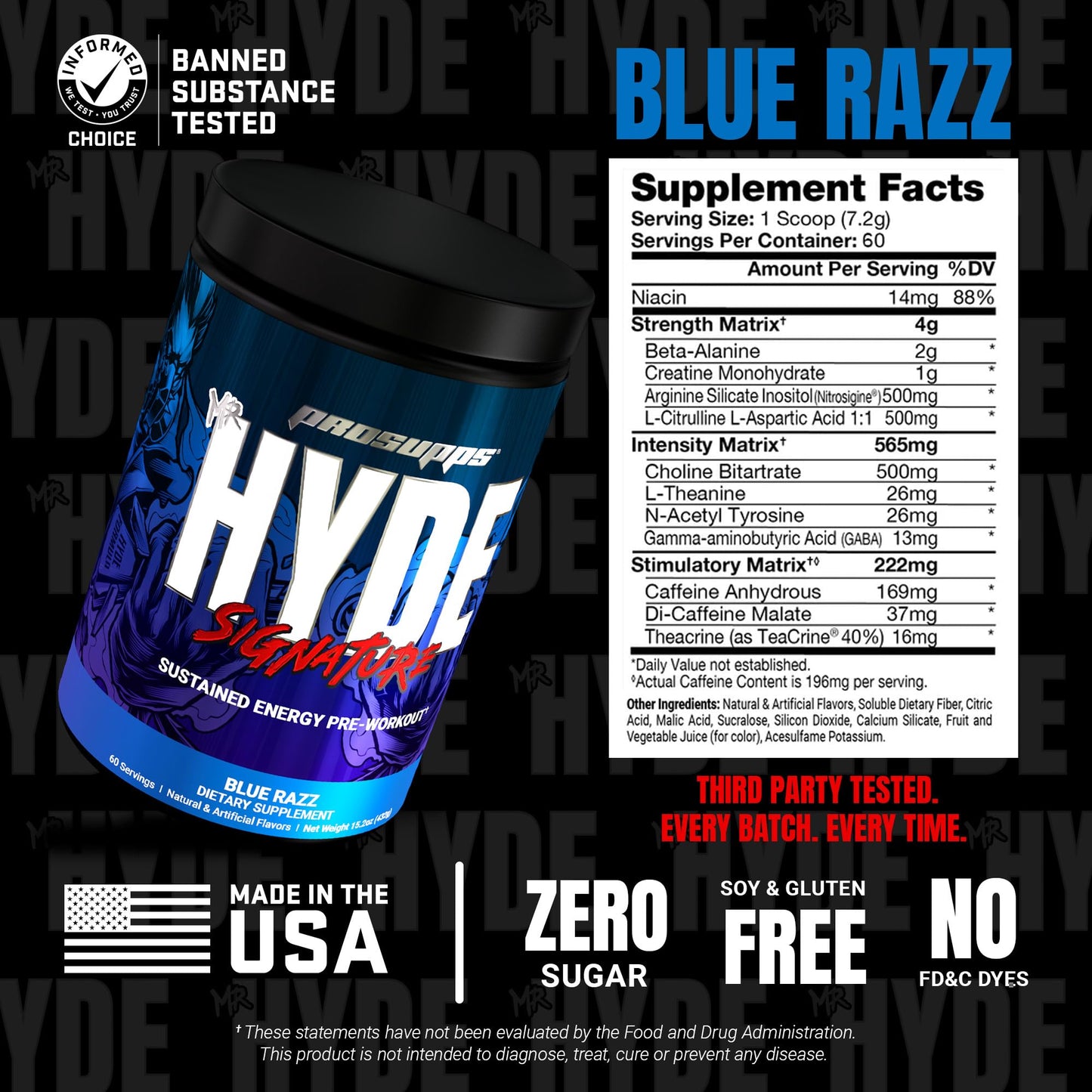 PROSUPPS Mr. Hyde Signature Pre Workout Powder with Creatine, Beta Alanine & Caffeine - Performance, Energy & Endurance - Clean Fitness & Gym Supplements for Men & Women (Blue Razz, 30 Servings) Nirvana Guru