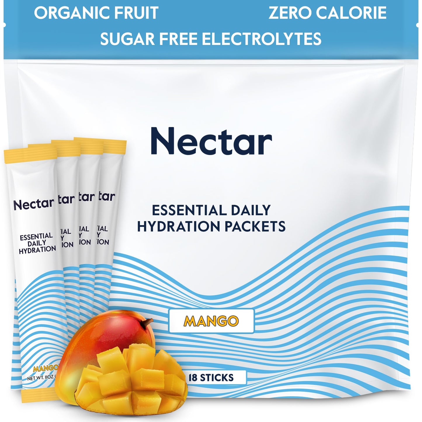 Nectar Hydration Packets - Electrolytes Powder Packets - Sugar Free & 0 Calorie - Organic Fruit Liquid Daily IV Hydrate Packets for Dehydration Relief & Rehydration (Tropical 30 Pack) - Nirvana Guru