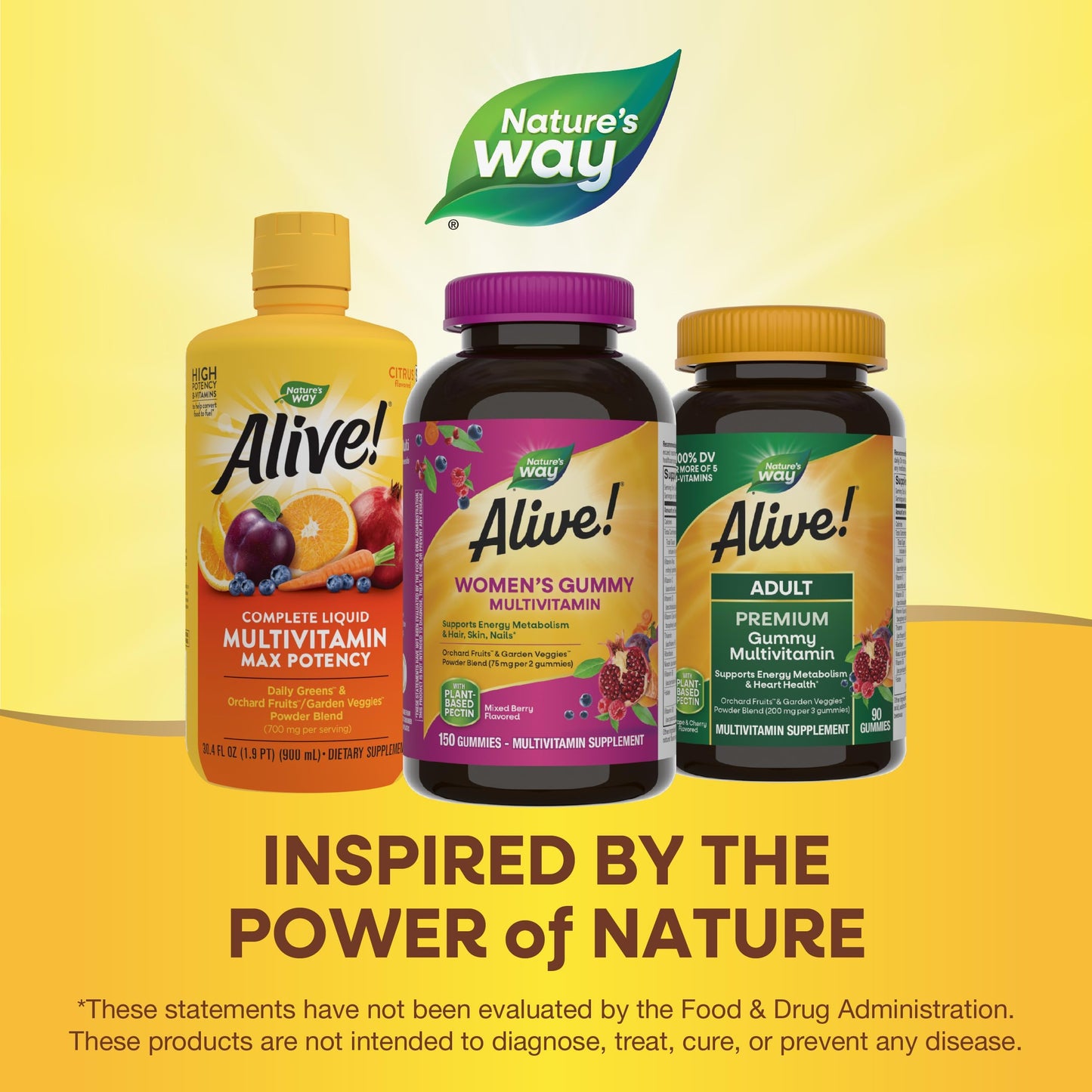 Nature's Way Alive! Women's Daily Gummy Multivitamins, 16 Vitamins & Minerals, Energy Metabolism*, Hair Skin & Nails*, Vegetarian, Mixed Berry Flavored, 150 Gummies (Packaging May Vary) - Nirvana Guru