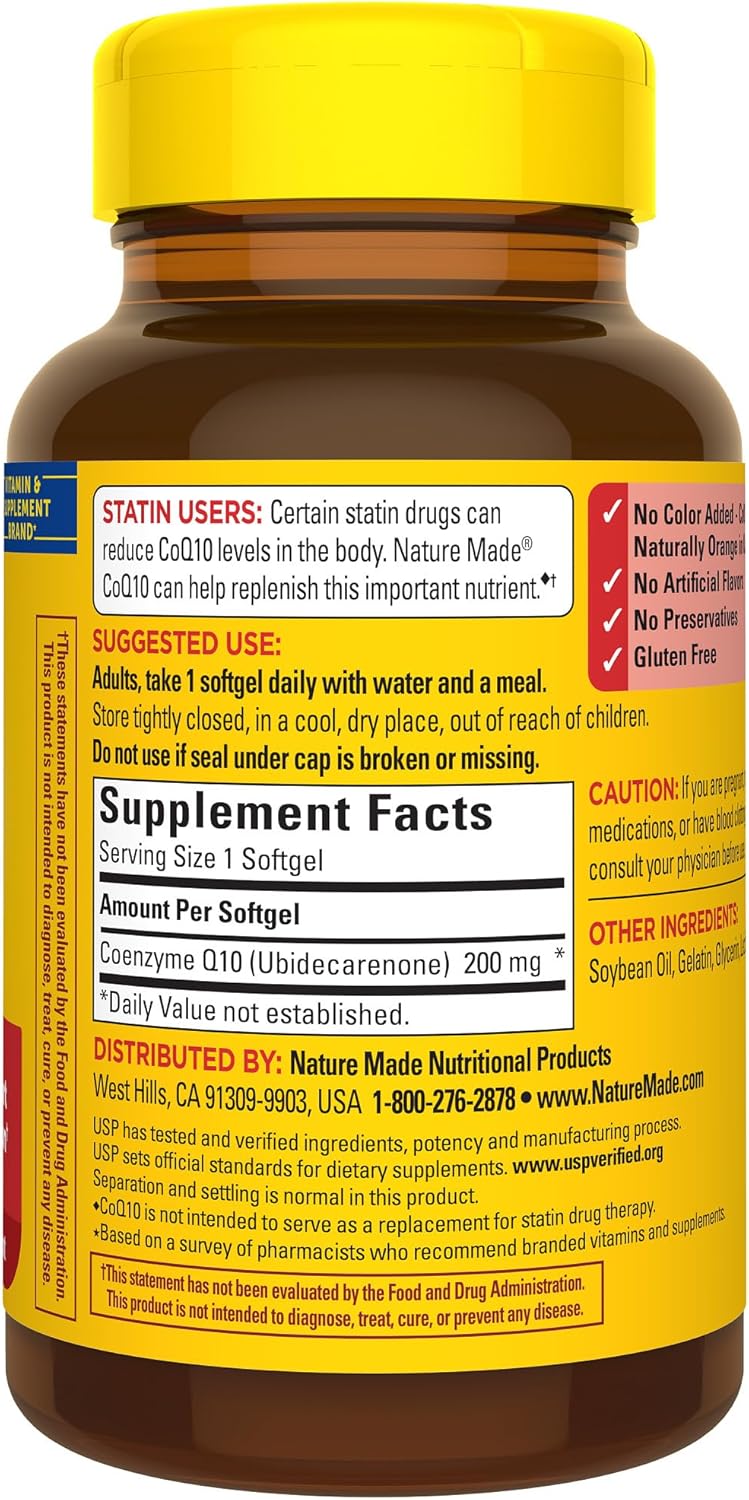 Nature Made CoQ10 200mg, Dietary Supplement for Heart Health Support, 105 Softgels, 105 Day Supply - Nirvana Guru