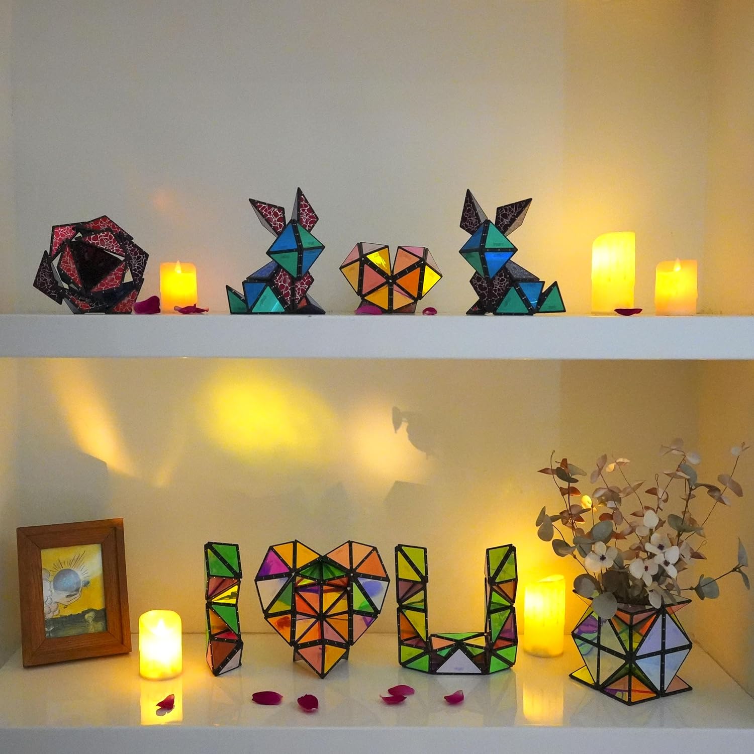 TOSY Magnet Pyramid Glow - 1 Cube Transforms into 1 Billion Shapes, 12 Pieces, 243 Rare Earth Magnets, Glowing, Holographic Design Magnet Tiles Creative Puzzle STEM/STEAM Toy Nirvana Guru