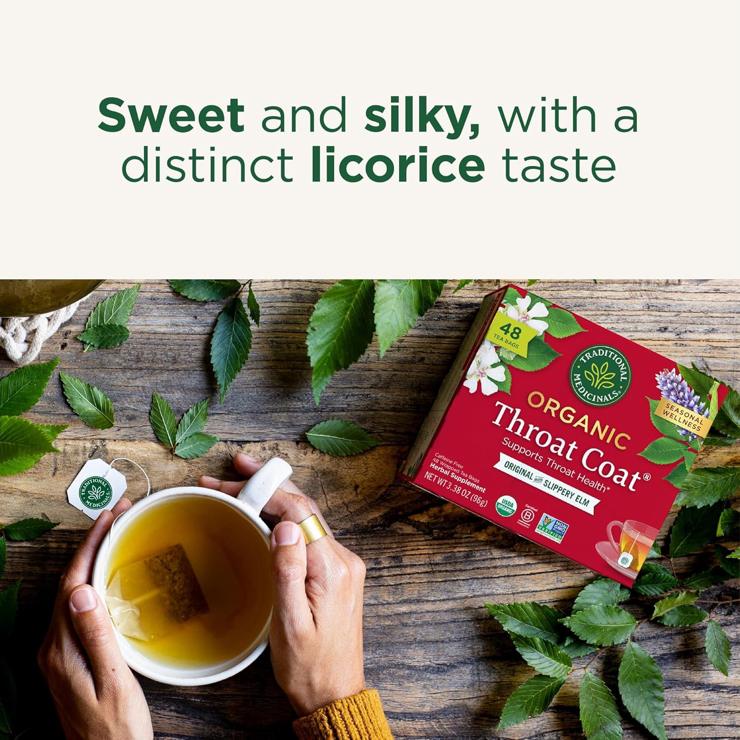 Traditional Medicinals Tea, Organic Throat Coat, Supports Throat Health, 48 Tea Bags - Nirvana Guru