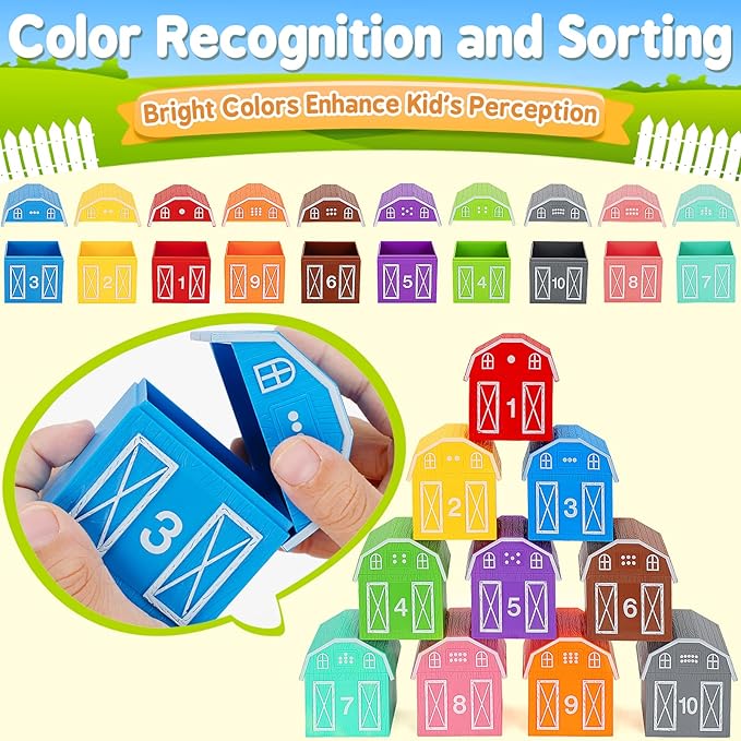 Learning Toys for 1,2,3 Year Old Toddlers, 20Pcs Farm Animals Toys Montessori Counting, Matching & Sorting Fine Motor Games, Christmas Birthday Easter Gift for Baby Boys Girls Age 12-18 Months nirvanaguru