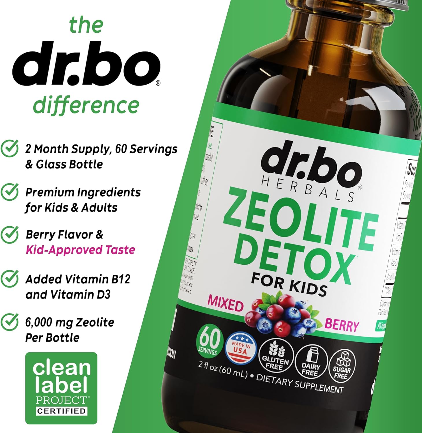Zeolite Detox for Kids Liquid Drops - Advanced Clinoptilolite with Pure Vitamins B12 & D - Kids Gentle Body Daily Cleanse Focus & Speech Extra Clinoptilolite Zeolite Drops Detox Cleanse Supplement 2oz Nirvana Guru