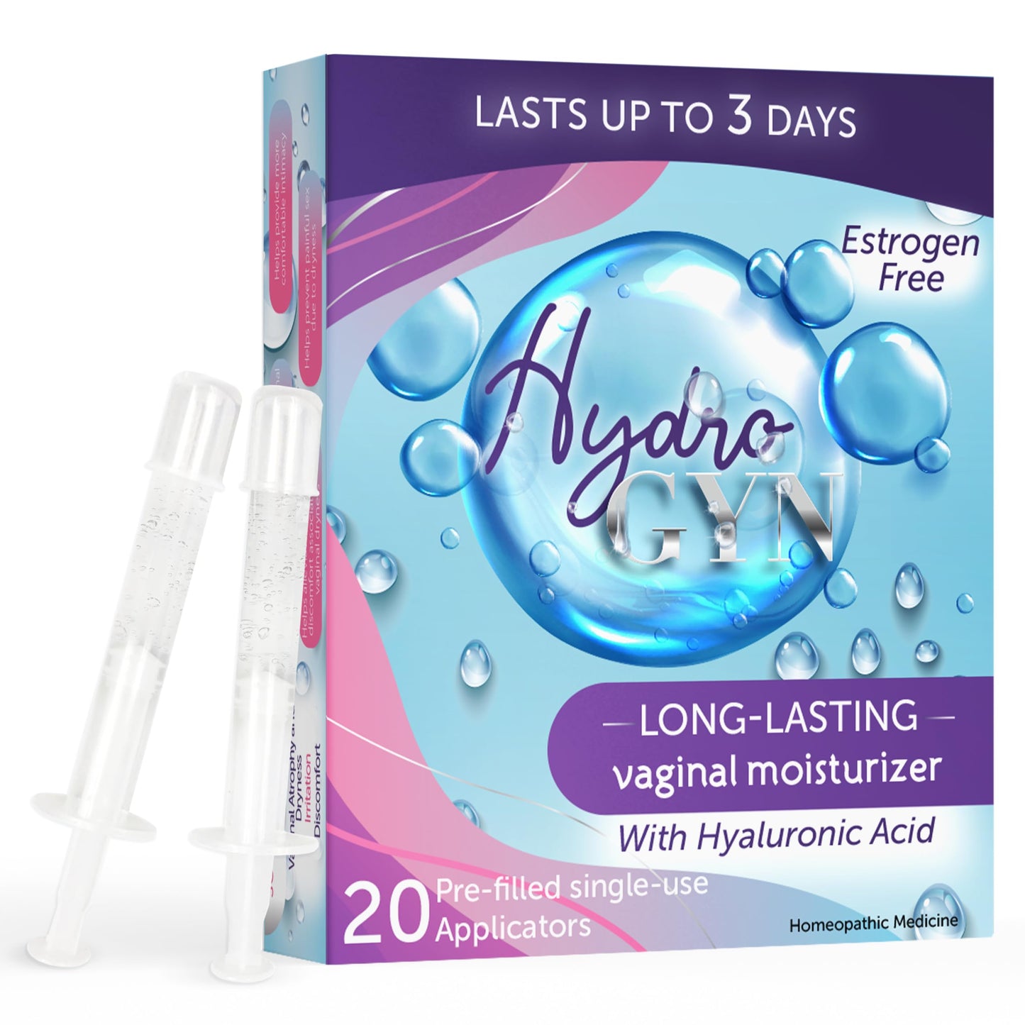 Hydro GYN Vaginal Moisturizer | Long Lasting for Vaginal Dryness & Irritation | Hyaluronic Acid & Vitamin E | Feminine Care Hormone Free | Pre and Post Menopausal I 10 Pre Filled Applicators Nirvana Guru