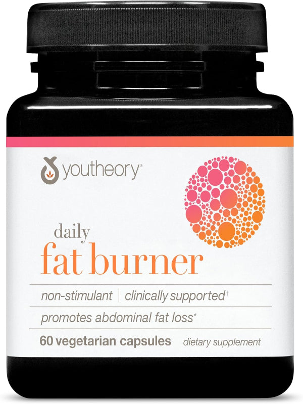 Youtheory Daily Fat Burner - Supports Body Composition & Metabolism - with Citrus Fruit Blend, Chromium & Cayenne Extract - Gluten, Soy & Dairy Free - 60 Vegetarian Capsules - Nirvana Guru