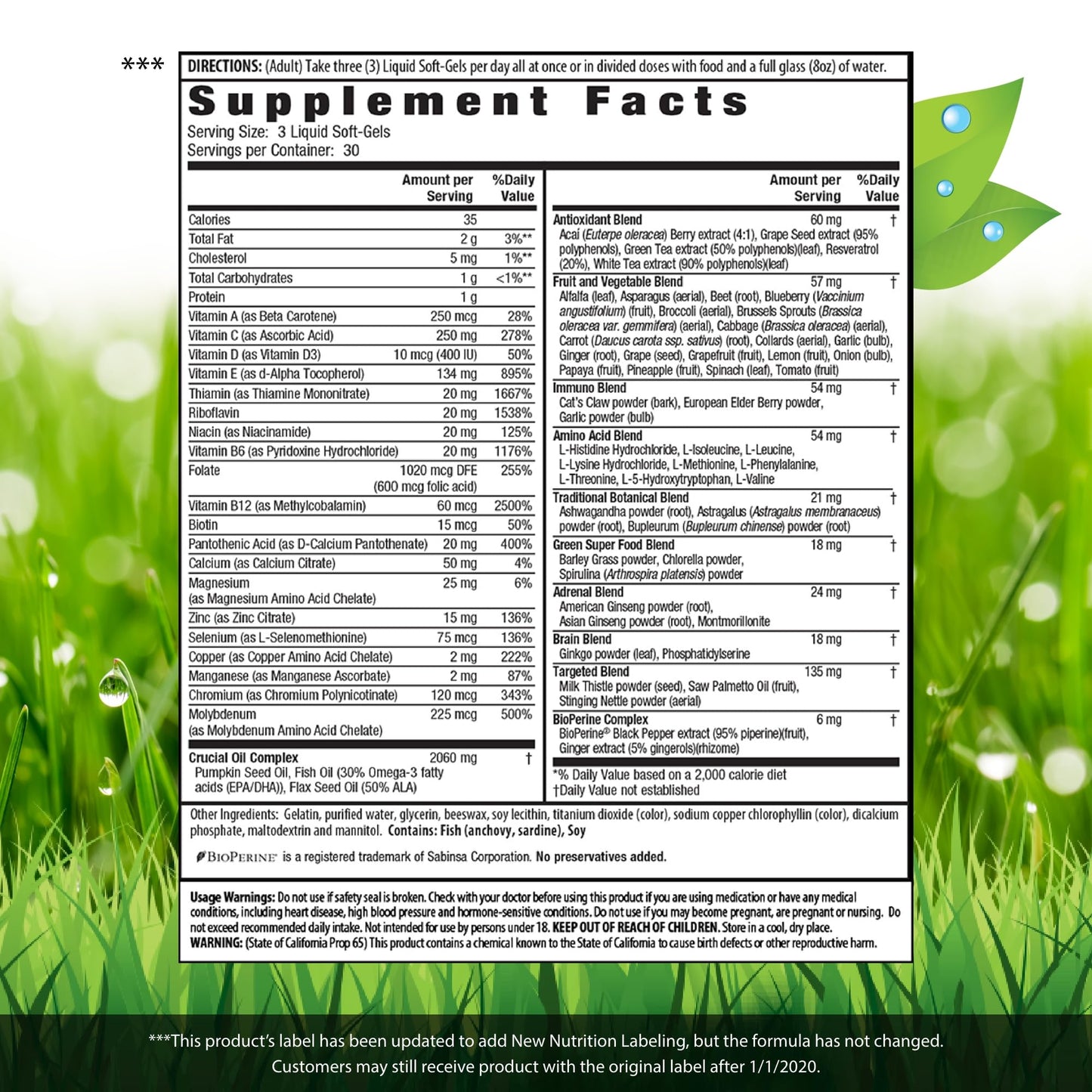 Irwin Naturals Men's Living Green Liquid-Gel Multi - 70 Essential Nutrients, Full-Spectrum Vitamins, Wholefood Blend - Targeted Adrenal & Brain Support - 120 Liquid Softgels - Nirvana Guru