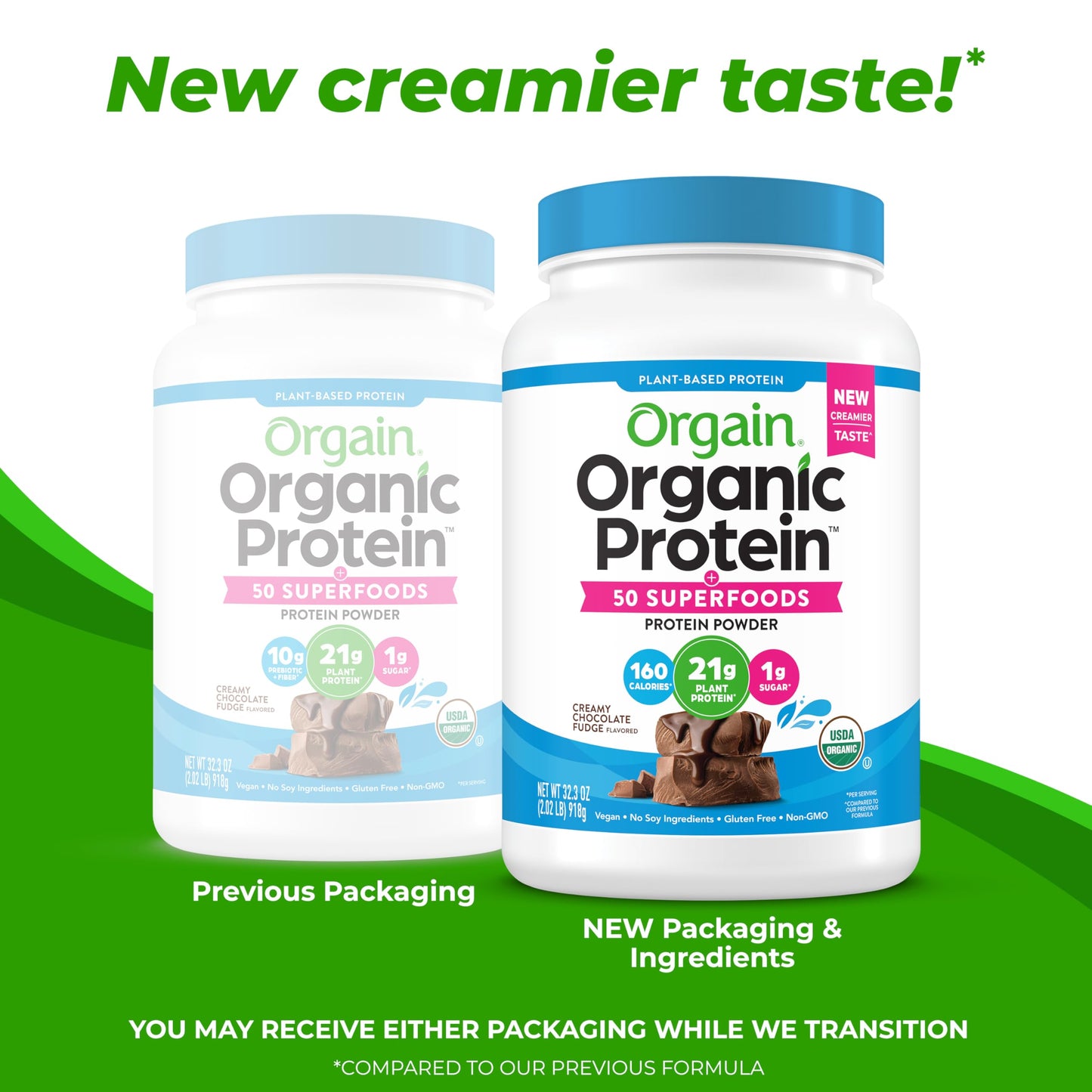 Orgain Organic Vegan Protein + 50 Superfoods Powder, Vanilla Bean - 21g Plant Based Protein, 8g Prebiotic Fiber, No Lactose Ingredients, Gluten Free, No Added Sugar, Non-GMO, 2.02 lb