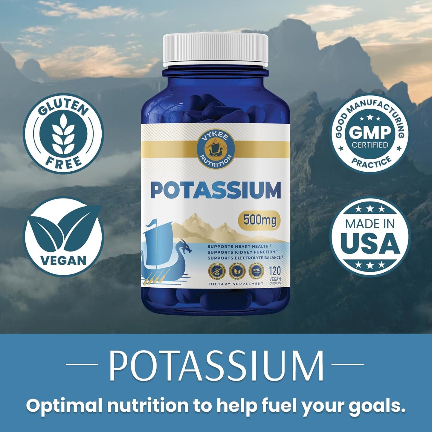 Potassium Citrate Capsules – High-Potency 500mg Potassium Per Serving | Supports Muscle Function, Electrolyte Balance & Heart Health | Vegan, Non-GMO, 120 Capsules Nirvana Guru