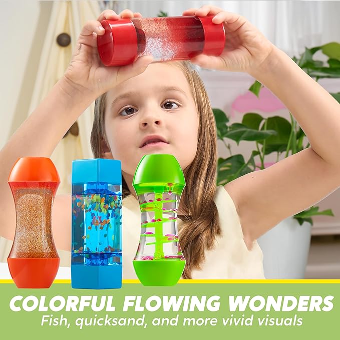 JOYIN 4-Pack Fidget Tubes for Kids, Sensory Tubes, Stress Relief Toy, Speech Therapy Materials, Calming Toys for Children with Autism, Calm Down Corner Classroom Supplies, School Gifts for Toddlers nirvanaguru