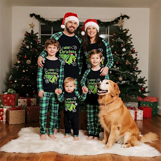 Matching Christmas Pajamas for Family Cute Printed Xmas Pajamas Set Holiday Family Sleepwear Sets for Womens Couples nirvanaguru