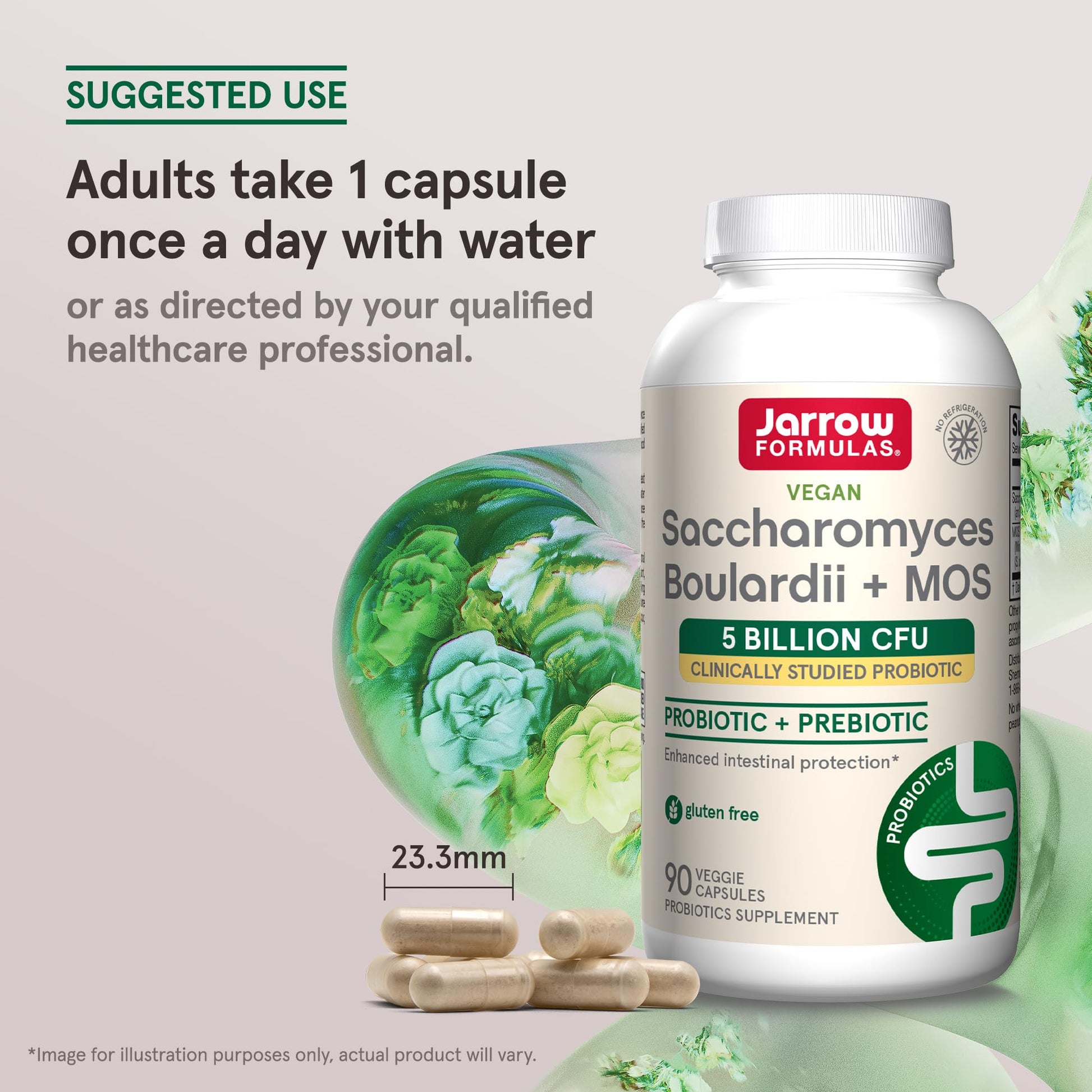 Jarrow Formulas Saccharomyces Boulardii Probiotics + MOS 5 Billion CFU Probiotic Yeast for Intestinal Health Support, Gut Health Supplements for Women and Men, 180 Veggie Capsules, 180 Day Supply - Nirvana Guru