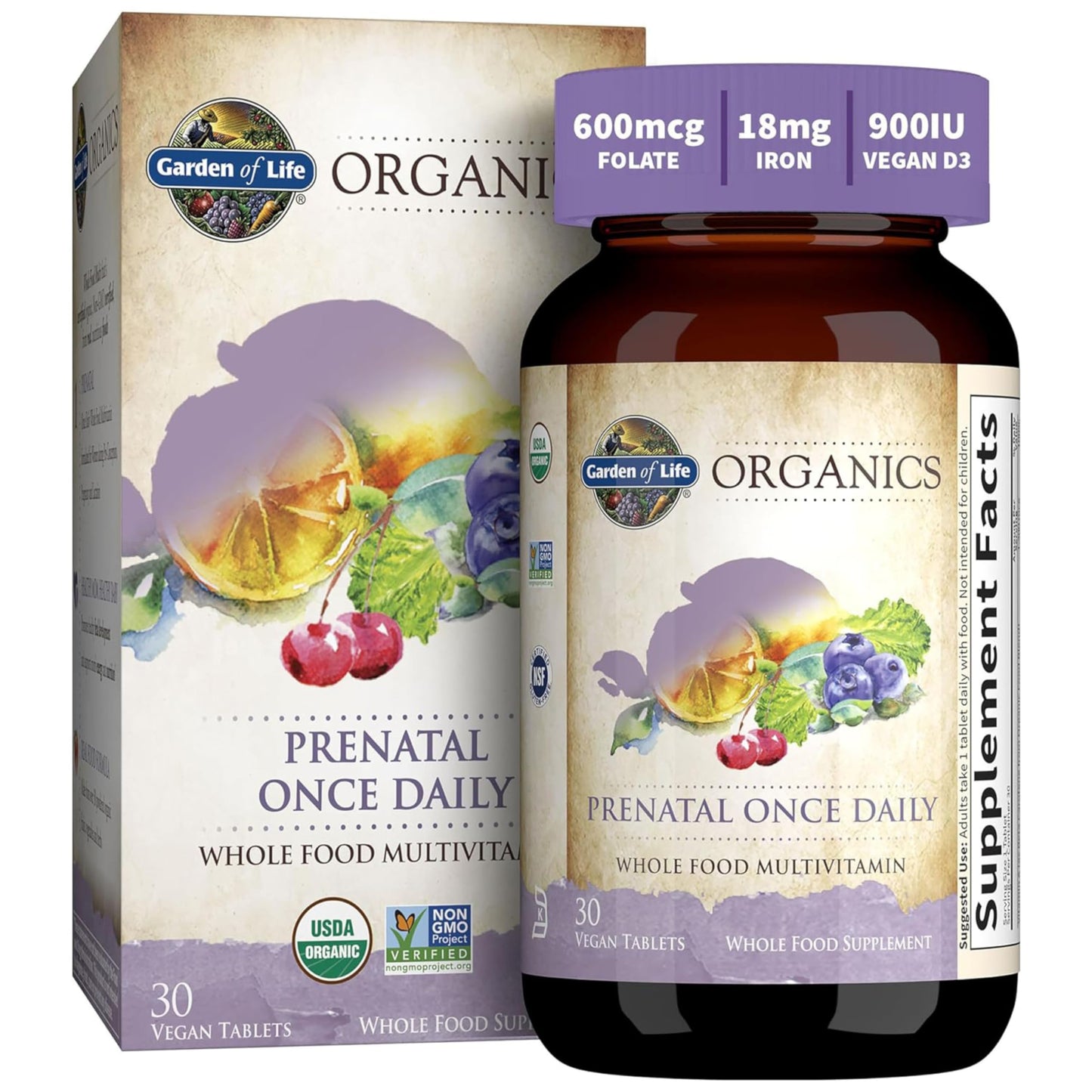 Garden of Life Organics Prenatal Vitamins - 30 Tablets, Prenatal Once Daily Whole Food Vitamins for Women with Folate not Folic Acid, Vitamin D3, Iron, Vegan One a Day Prenatal Multivitamin - Nirvana Guru