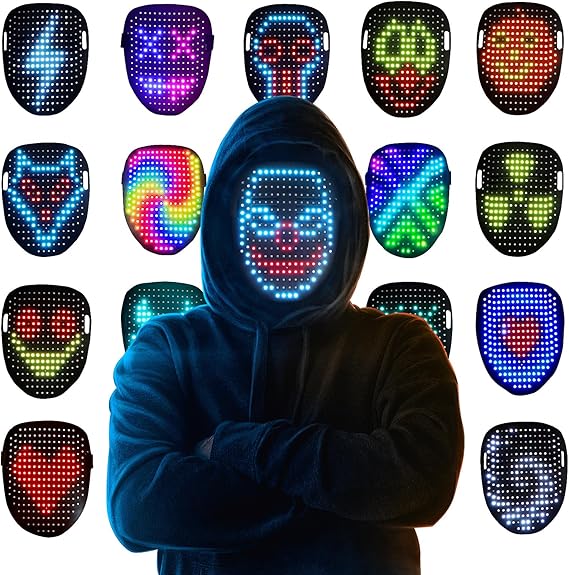 Mr.Pang LED Mask Light up Mask with Gesture Sensing, Cool Face Transforming Mask, Perfect Gifts for Halloween Christmas Birthday Cosplay Party Nirvana Guru