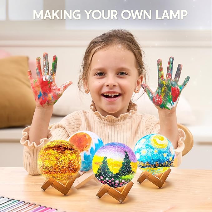 Klever Kits DIY 3D Moon Night Light, Paint Your Own Moon Lamp Kit Galaxy Lamp Arts and Crafts Kit, School Activities, Birthday Gifts for Kids Girls Boys nirvanaguru