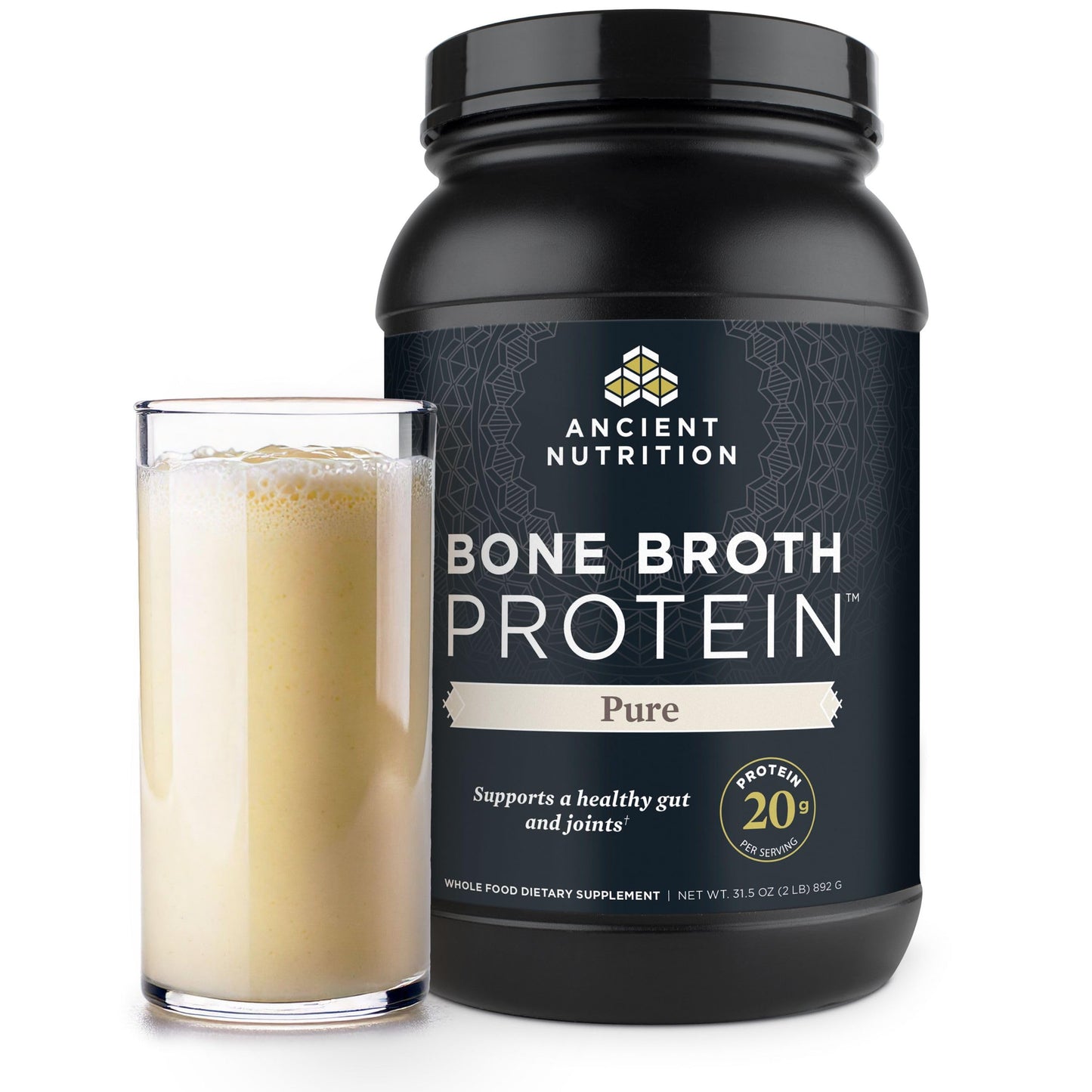 Ancient Nutrition Grass Fed, Cage Free, Bone Broth Protein Powder, 20g Protein, Hydrolyzed Collagen Peptides, Keto & Paleo Friendly, Supports Joint, Gut Health, Vanilla, 40 Servings - Nirvana Guru
