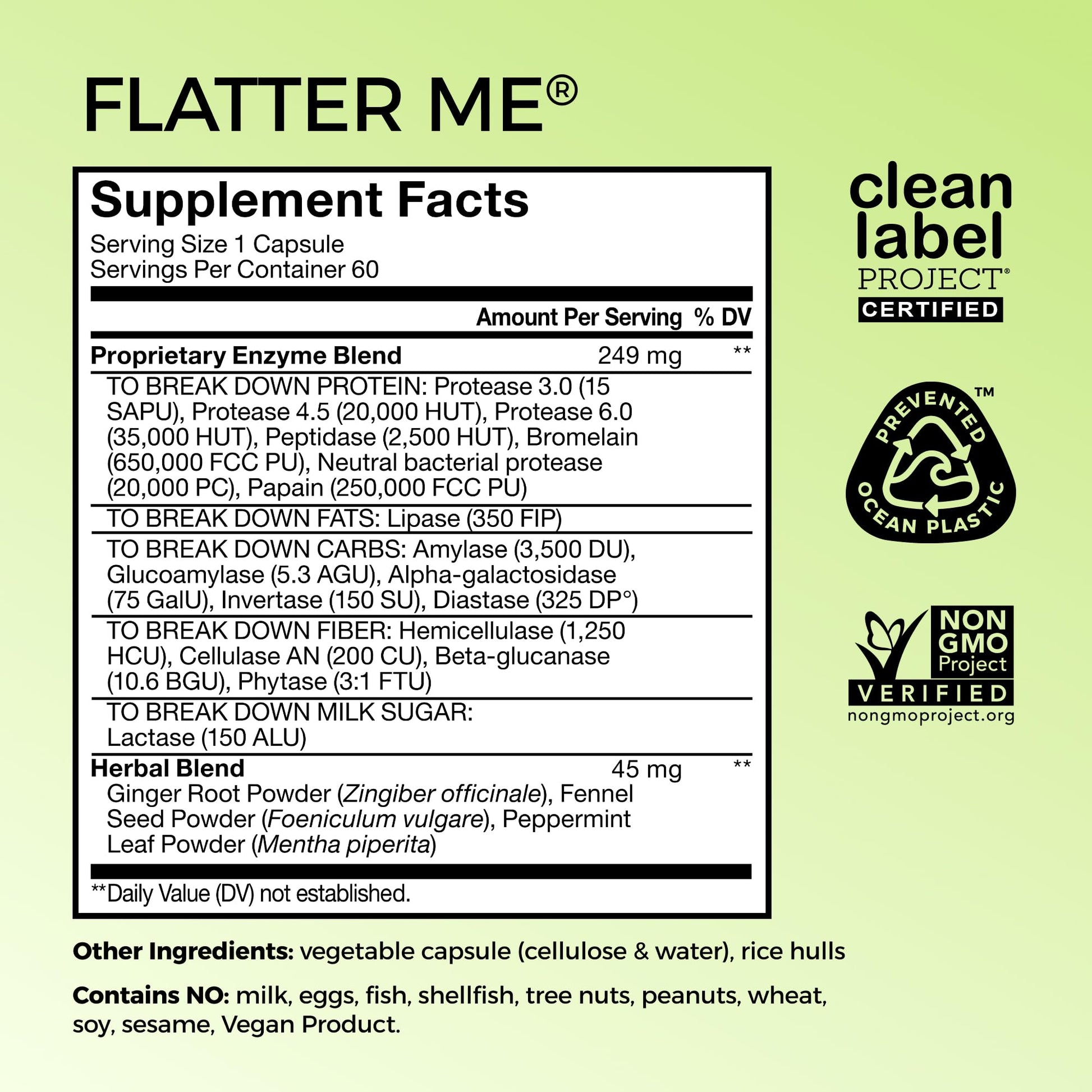 HUM Flatter Me Digestive Enzymes Bloating Supplement - Fast-Acting Bloat Relief for Digestive Health & Debloating Multi Enzyme | Bloat Pills, Anti Bloat Pills, Vegan 60 Servings Nirvana Guru