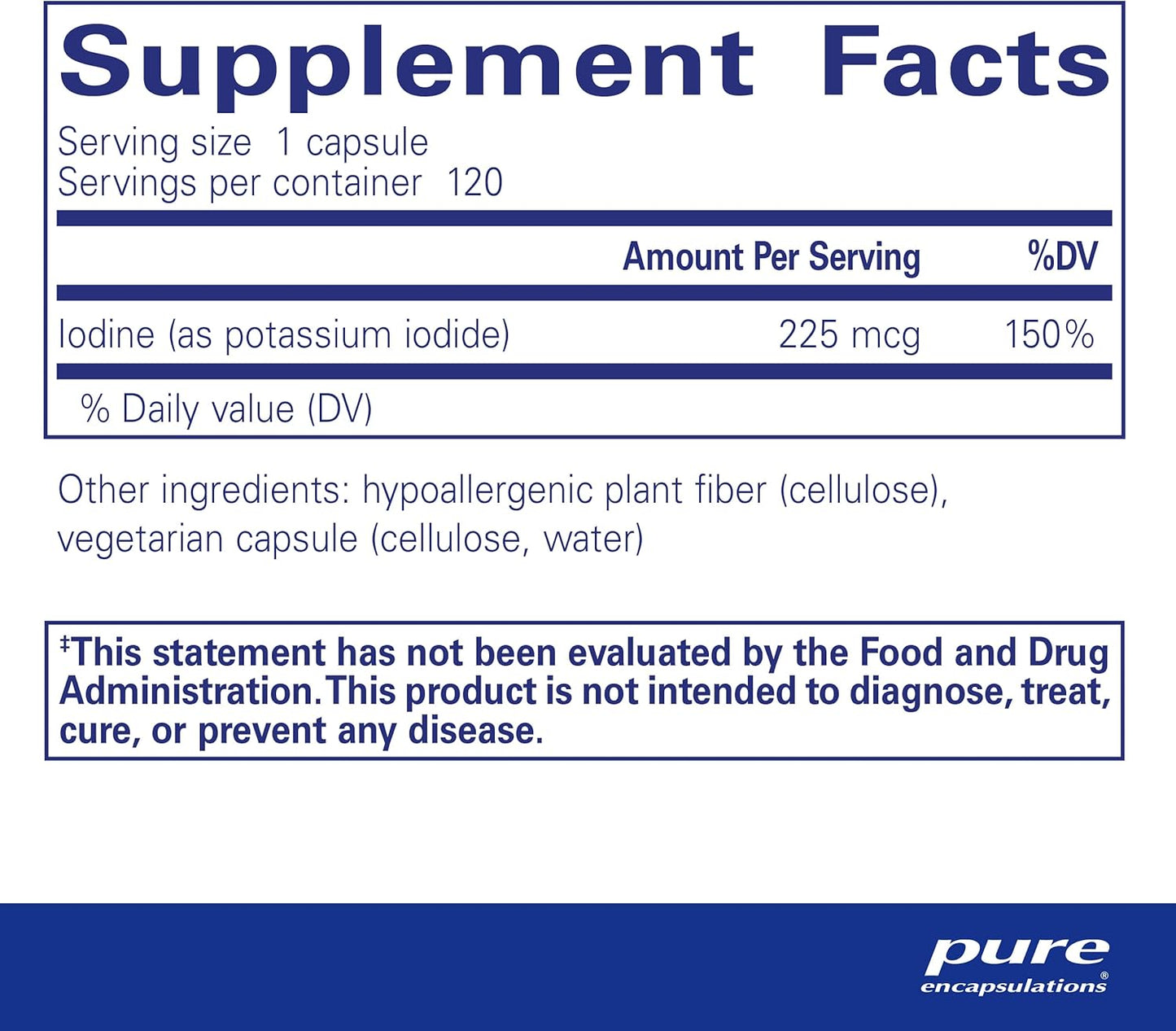 Pure Encapsulations Iodine - Supplement to Support The Thyroid & Help Maintain Healthy Cellular Metabolism - with Premium Potassium Iodide - 120 Capsules - Nirvana Guru