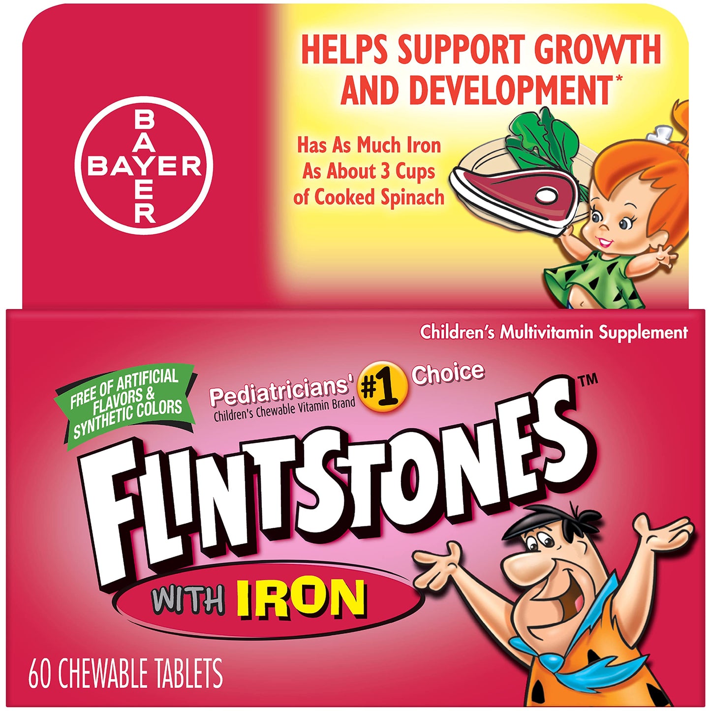 Flintstones Vitamins Chewable Kids Multivitamin with + Extra Iron for Toddler & Kid with Vitamin C, D, Vitamin B12, 160 Count (Packaging Will Vary) Nirvana Guru
