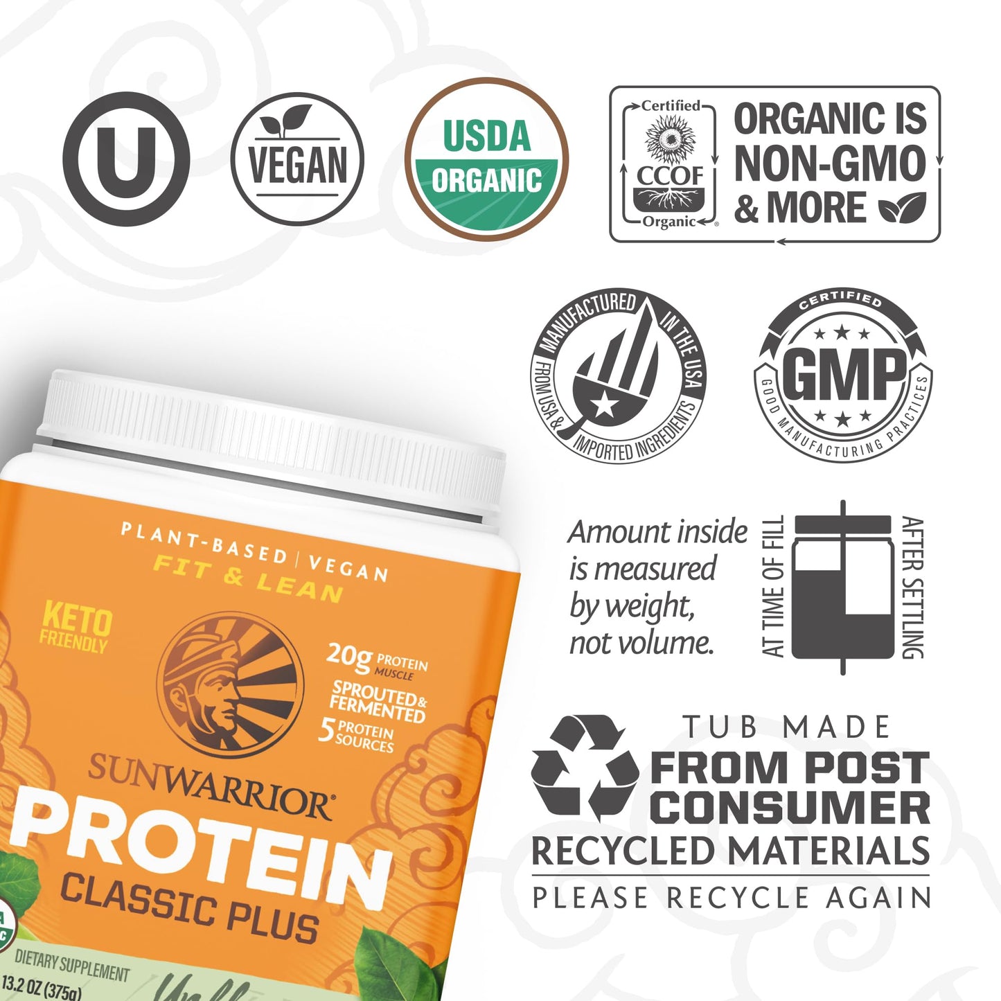 Brown Rice Protein Powder with Bcaa & Amino Acids Raw Rice Protein Shake Gluten Free Low Carb Dairy Free | Plant Based Classic Sprouted Brown Rice Protein Powder Natural 375g by Sunwarrior - Nirvana Guru
