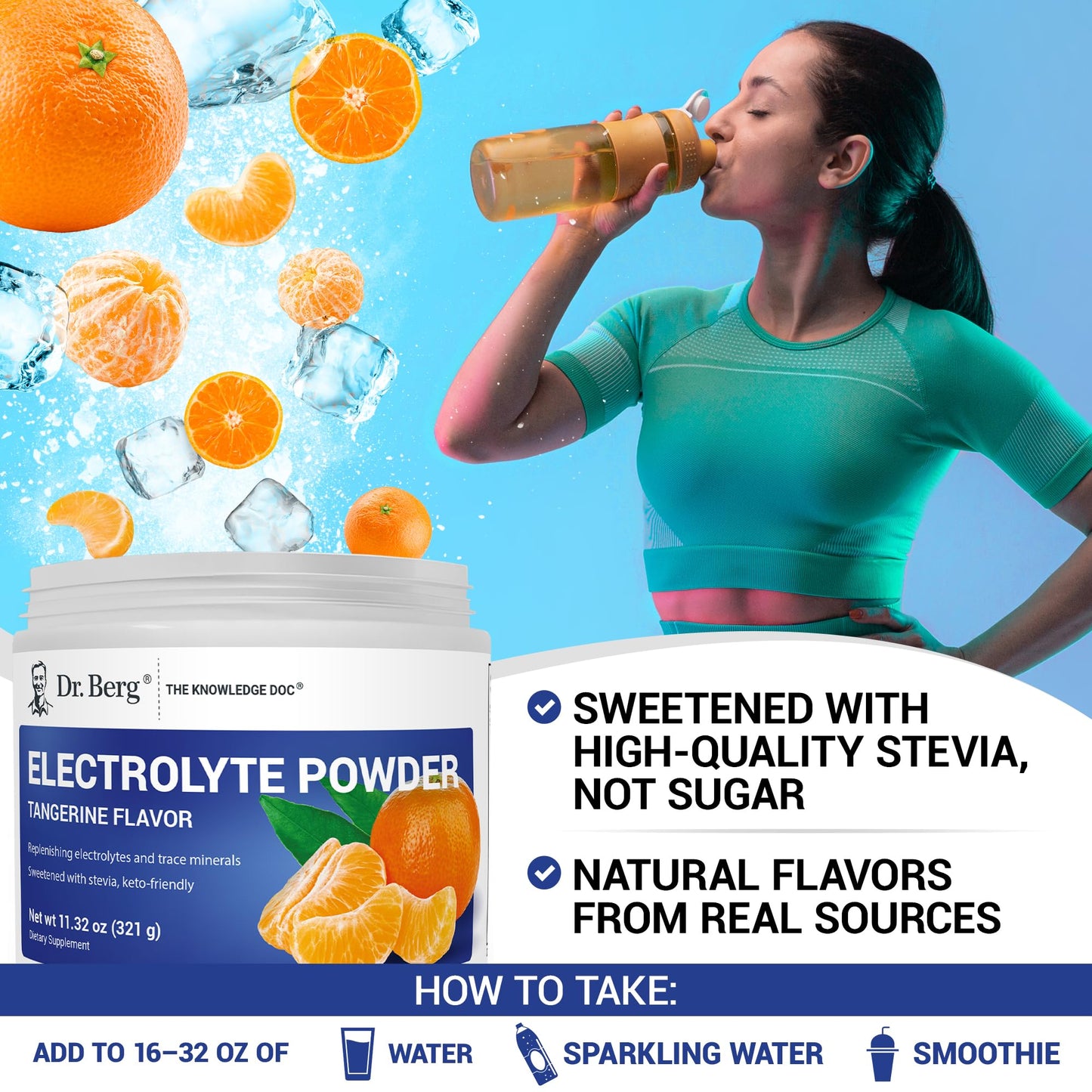 Dr. Berg Zero Sugar Hydration Keto Electrolyte Powder - Enhanced w/ 1000 mg of Potassium & Real Pink Himalayan Salt (NOT Table Salt) - Raspberry & Lemon Flavor Hydration Drink Supplement, 100 Servings Nirvana Guru