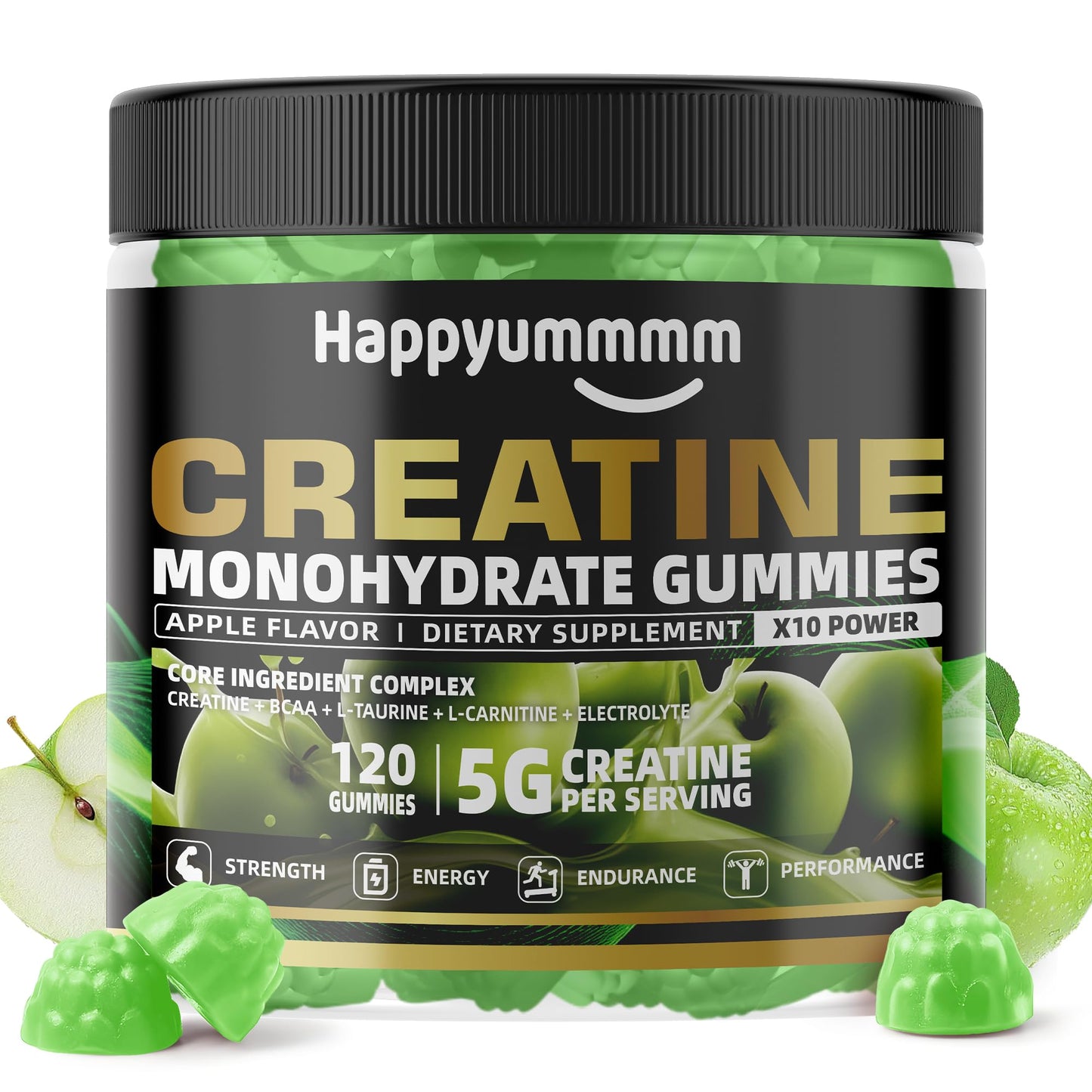 Creatine Monohydrate Gummies 5000mg for Men & Women, Chewables Creatine Monohydrate for Muscle Strength, Muscle Builder, Energy Boost, Pre-Workout Supplement(90 Count)-Strawberry.